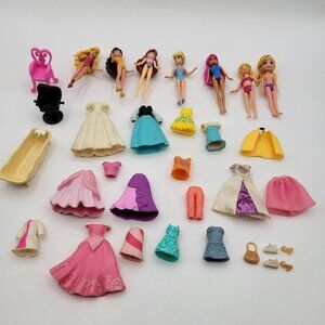Polly Pocket Lot of Vintage Mini Dolls Clothing Shoes Accessories - 32 pcs